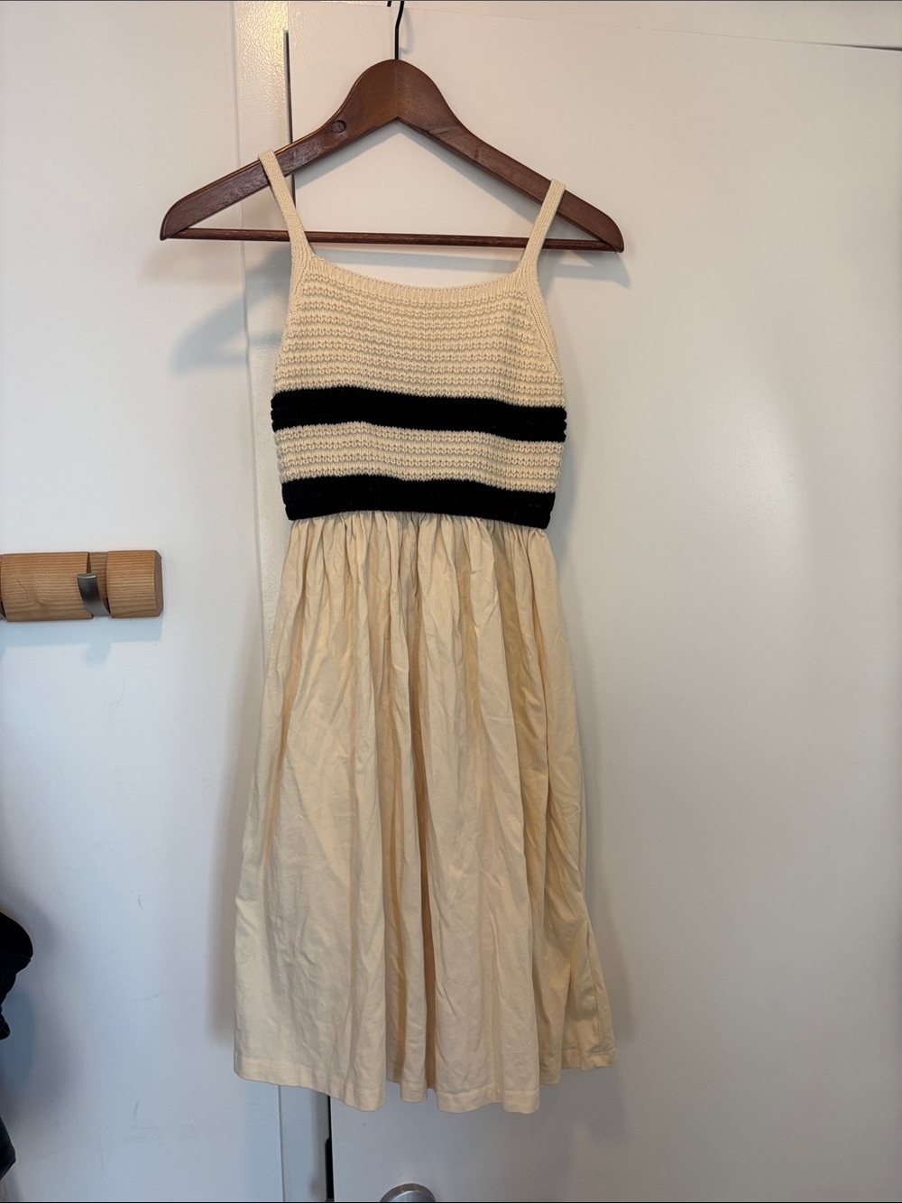Zara Cream and Black Striped Knit-Bodice Sundress